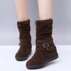 Fashion Women Boots Fashion Casual Ladies Shoes Boots Suede Leather Buckle Boots High Heeled Snow Shoes For Femme Ladies Shoes 691