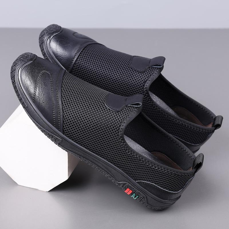 

Summer mesh breathable men s shoes comfortable soft sole one pedal men s casual flying knitting shoes leather shoes 44