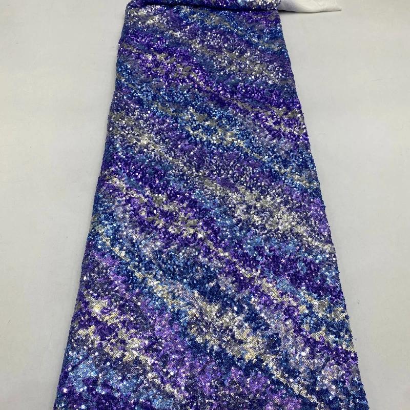 1Yard Elastic Mesh Diagonal Embroidery 3MM Colorful Sequin Fabric for Skirt Evening Dress Fashion Clothing Wide:125CM