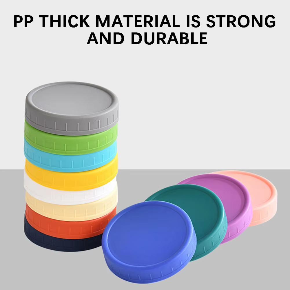 12pcs Mason-Jar Plastic Lids 70mm/86mm Multicolor Compatible Ball Kerr Brands Reusable Leak-proof Sealing Silicone Lids Kitchen