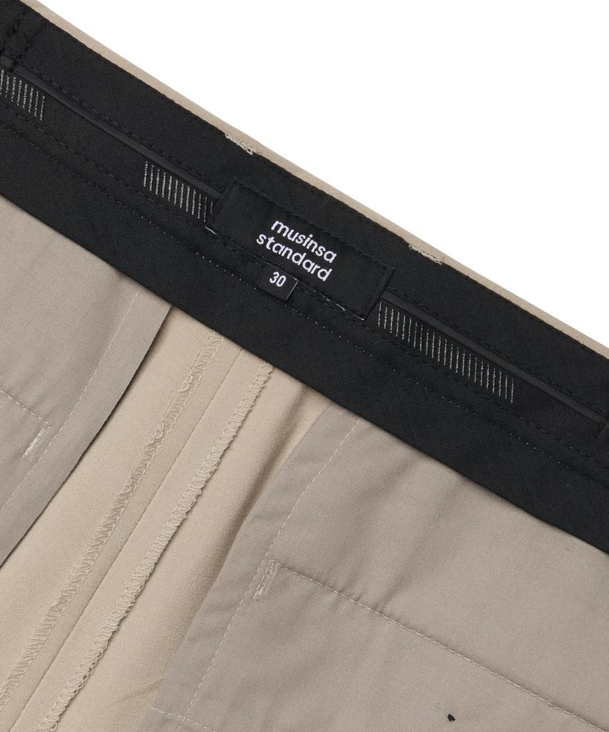 MUSINSA STANDARD Lightweight Relaxed Tapered Hidden Banding Crop Slacks [Beige]