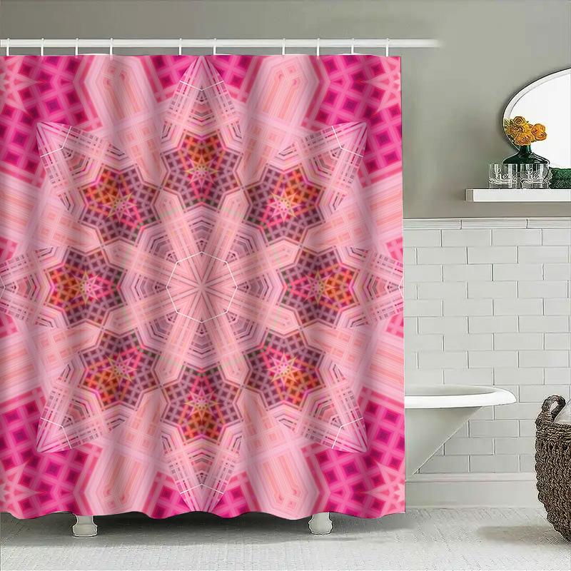 

Pink and White Flower Shower Curtain Fabric Home Decor Art Print Pattern Waterproof Bath Rug Liner 72 x 84 inches 90x180cm