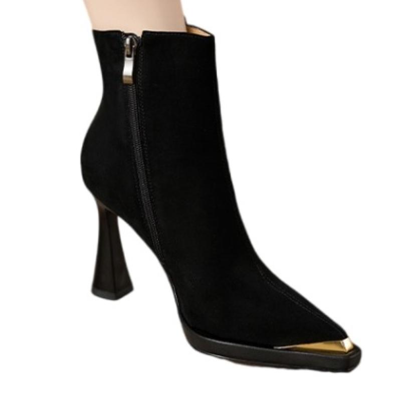 Elegant High Heels Women Ankle Boots Party Pointed Toe Heeled Shoes Designer 2025 Winter New Dress Boots Woman Pumps