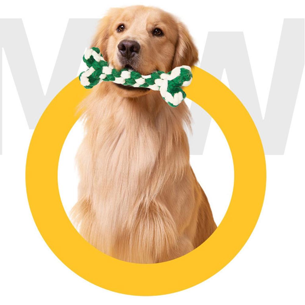 Cotton Rope Dog Toy Bone Shaped Puppy Teething Chew Toy Natural Cotton Thread Braided Rope Toy For Small Dogs Teething Cleaning