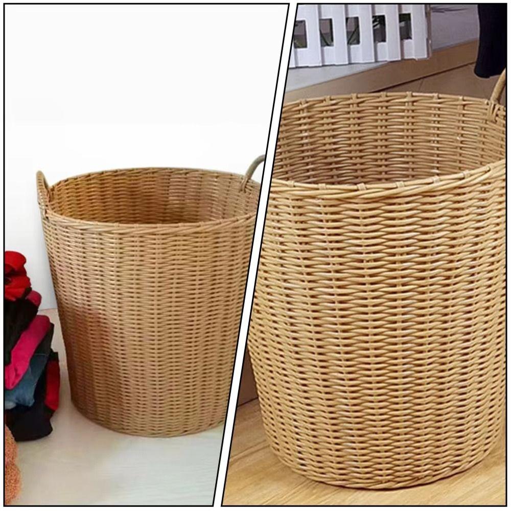 Rattan-Style Laundry Basket Foldable Dirty Clothes Basket Portable Wicker Baskets