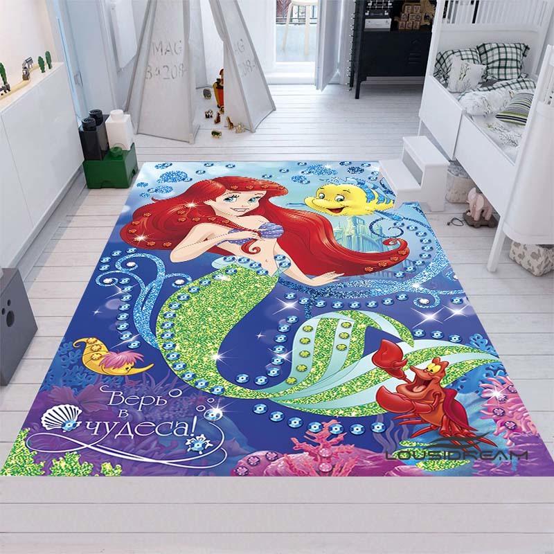Cute Cartoon The Little Mermaid Ariel Princess Rug, Bedroom Playmat, Living Room Rug, Home Decor, Holiday Gift