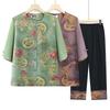 Middle-aged and Elderly Women's Summer Suit: Mid-Sleeve Top and Pants Two-Piece Set