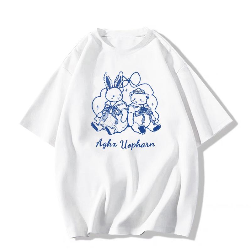 Women's Slimming White Pure Cotton Short-Sleeve T-Shirt - New Summer 2025 Collection