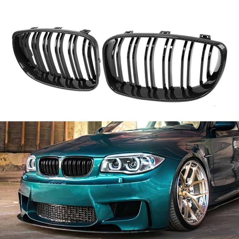 For BMW E81 E87 E82 E88 128I 130I 135I 08-11 Carbon Fiber Racing Grill Car Front Grilles Bumper Hood Kidney Grille ABS Grills