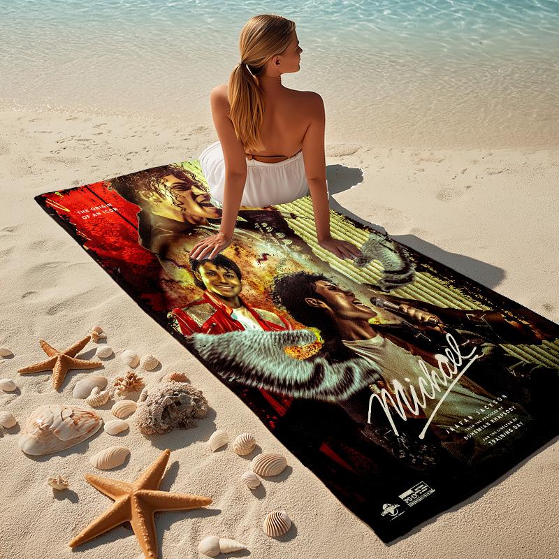 Michael Jackson Stijlvolle Digitale Print Strandlaken Sneldrogende Absorberende Deken Voor Strand Zwembad Sportschool Reizen