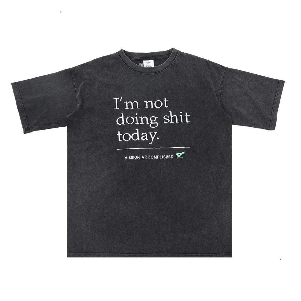 T-shirt in cotone puro a doppia filatura, lavata e invecchiata, con stampa di lettere Vetements, versione alta transfrontaliera, per uomo e donna