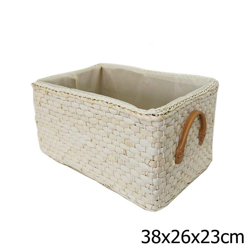 Rattan Stroh Aufbewahrungskorb Japanisch Handgewebt Kleinkram Organizer Körbe Große Kapazität Wäschebehälter Badezimmer Organizer