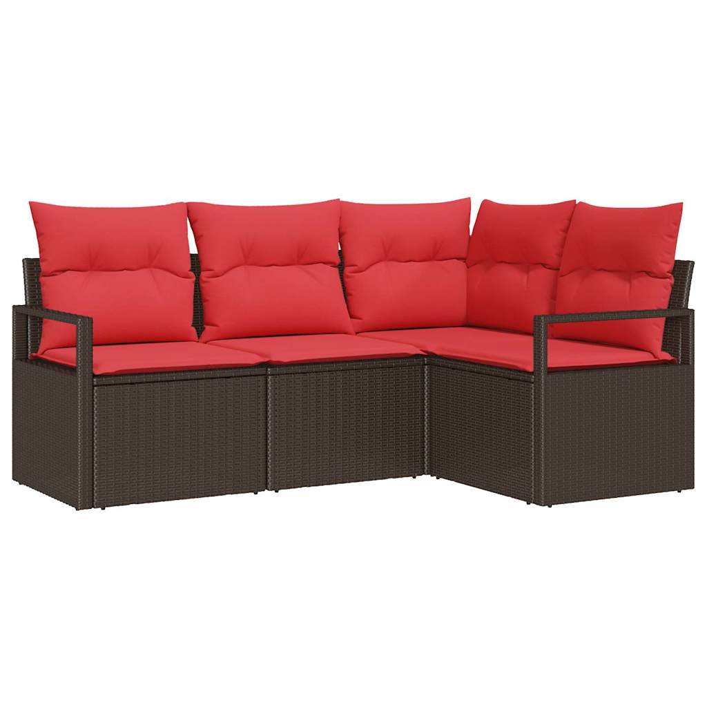 4 Piece Sofa Set in Brown Poly Rattan