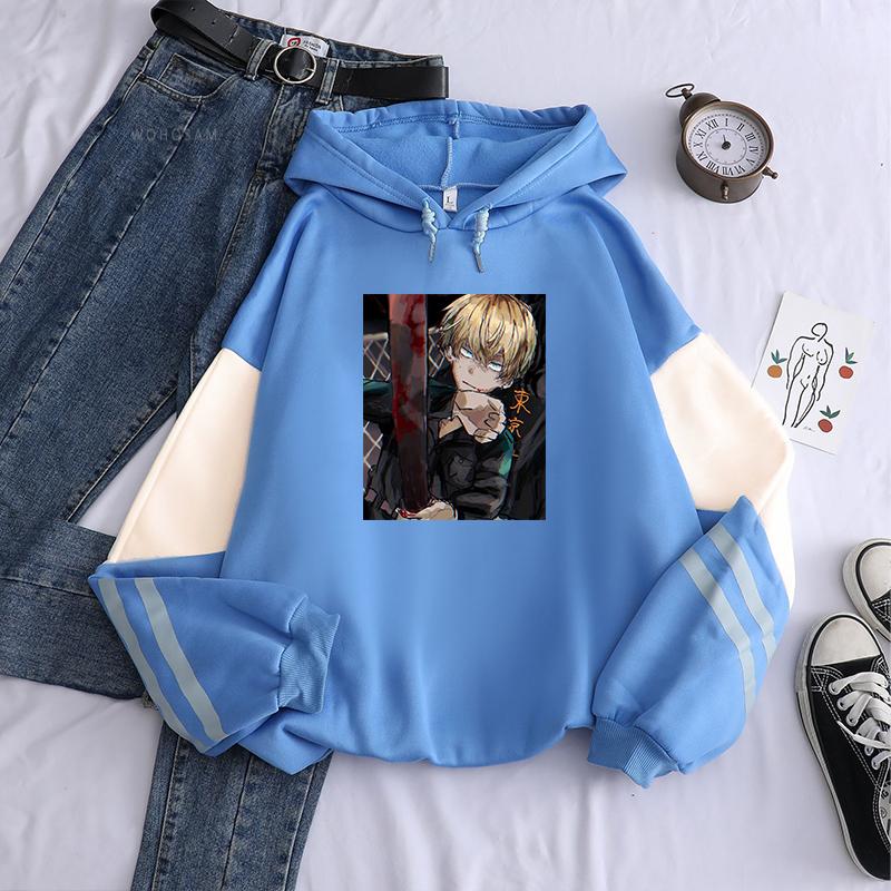 

Новые японские аниме Tokyo Revengers мужские толстовки с капюшоном Одежда Manga Caeroon Chifuyu Matsuno kawaii Print Unisex Oversize Sweatshirts 4XL синий/белый