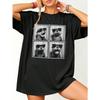 Women's Casual Cat Wear Sunglasses Four Square Grid Pattern Round Neck T-Shirt Spring Summer