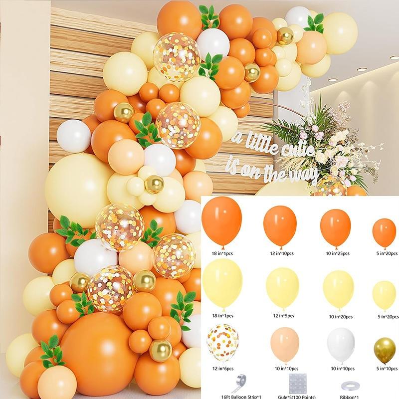 Autumn Balloon Set Orange Balloon Chain Birthday Party Arch Scene Atmosphere Birthday Arrangement