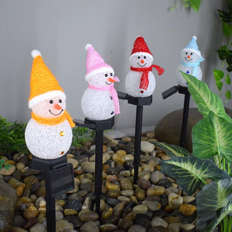 Outdoor Solar Pathway Lights Cute Cartton Small Snowman Solar Energy Lawn Light Grounding Light Landscape Garden Lamp