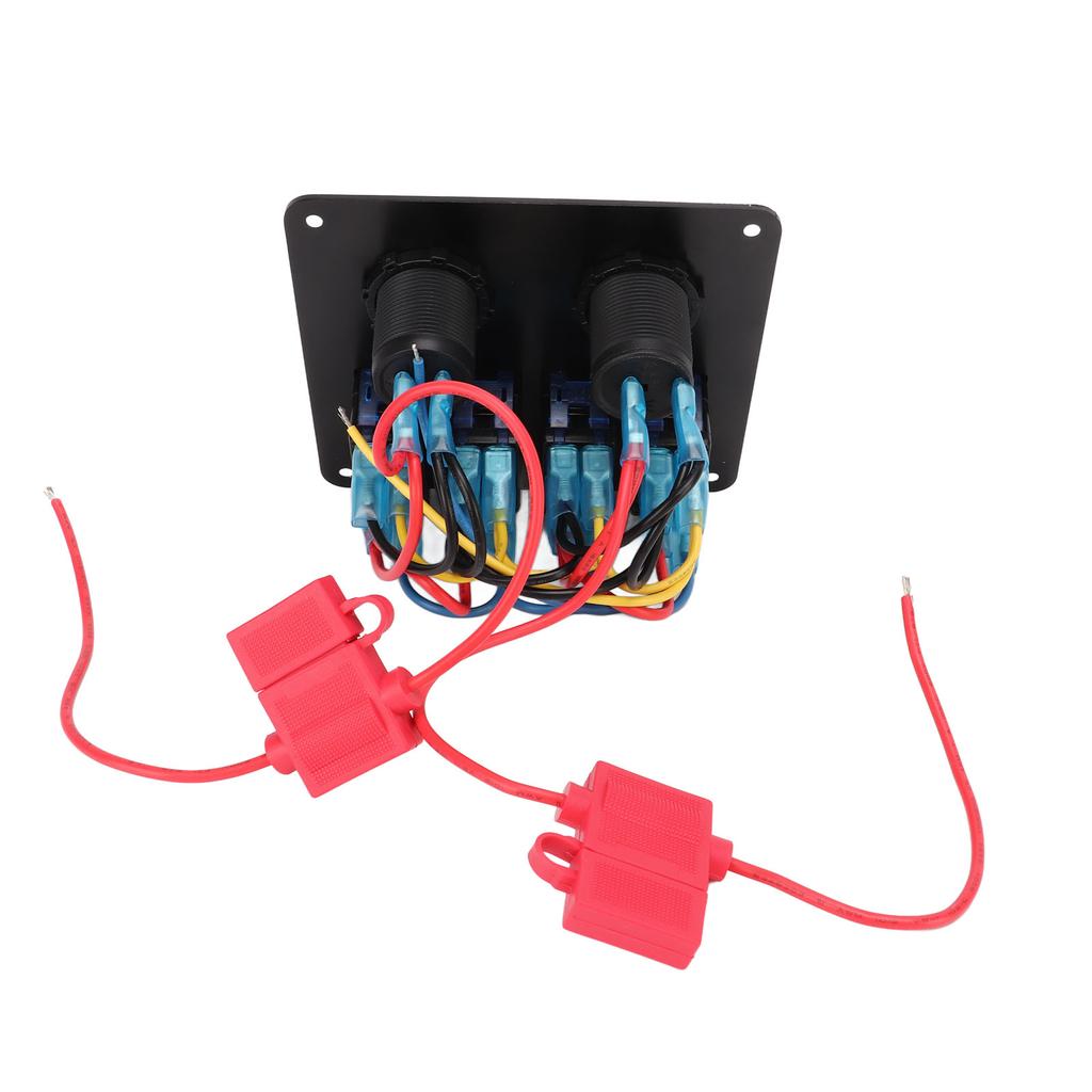 Rocker Switch Panel 4 Gang 12‑24V 5 Pin Blue Light Toggle On Off Switch Panel Overload Protection for Cars RV Trailer