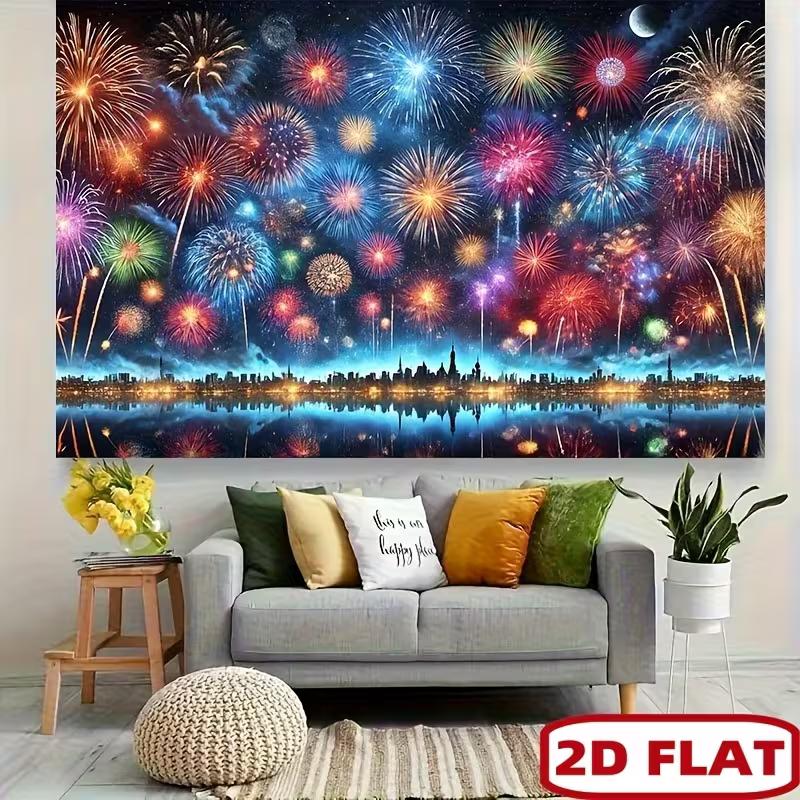 2D City Skyline Fireworks Backdrop for New Year & Holiday Photoshoot