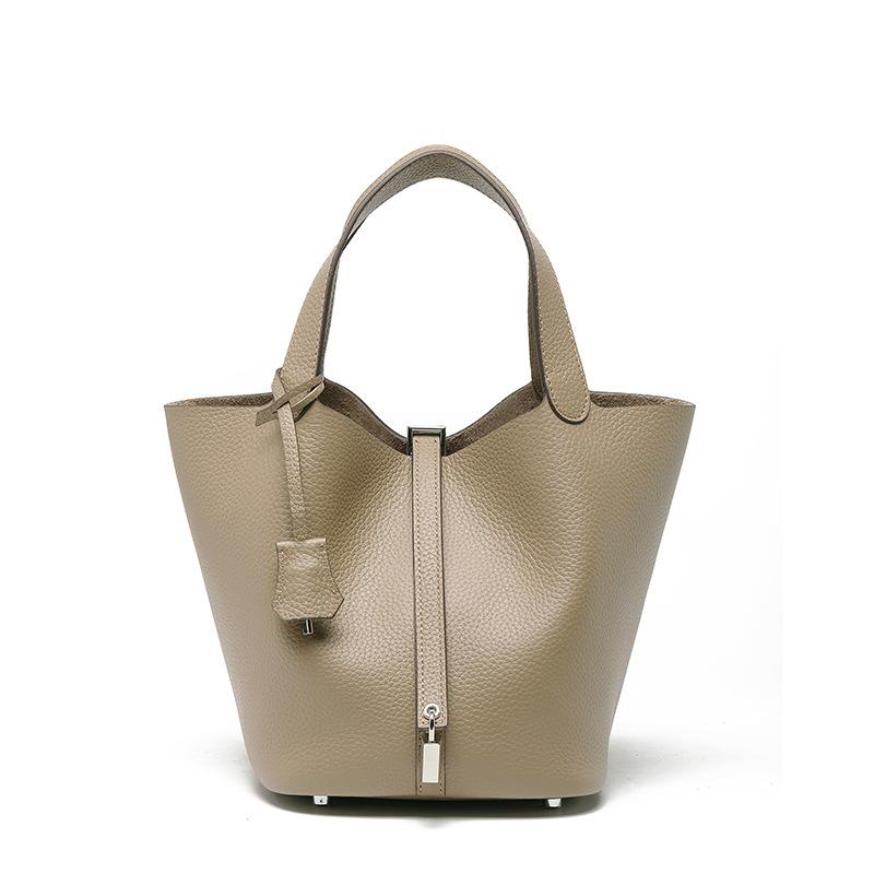 [New] High-quality First-layer Cowhide Niche Vegetable Basket Handbag Female, Genuine Leather Large-capacity High-end Bucket Bag