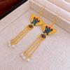 Butterfly Lotus Tassel Ear Hook Earrings Real Gold Temperament High-end Earrings for Women