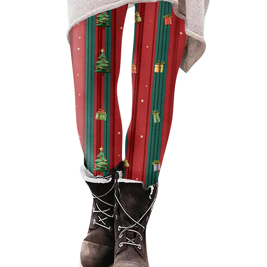 Women's Christmas Print Slim Fit Elastic Yoga Casual Pants