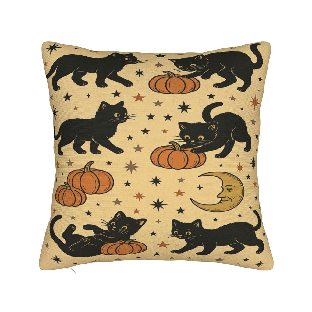 Halloween Black Cats Square Pillow Cases Witchy Moon Gothic Cushion Cover Novelty Decorative Pillowcase for Home 40x40cm
