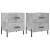VidaXL Tables de chevet 2pcs gris béton 40x35x47,5cm bois d’ingénierie 827333