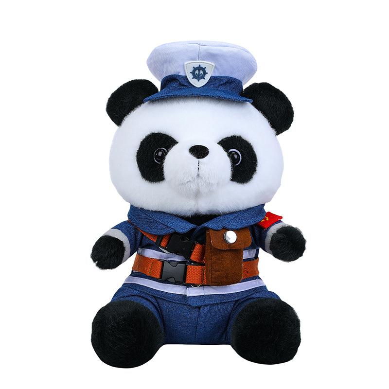 Camouflage Police Panda Doll Sea, Land and Air Police Doll Plush Toy Warrior Panda Souvenir Gift