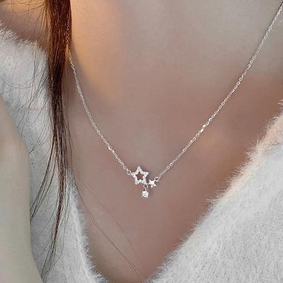 Necklace Women'S Diamond Pentagram Strength Chain Women'S Light Luxury Premium Versatile Temperament Clavicle Chain