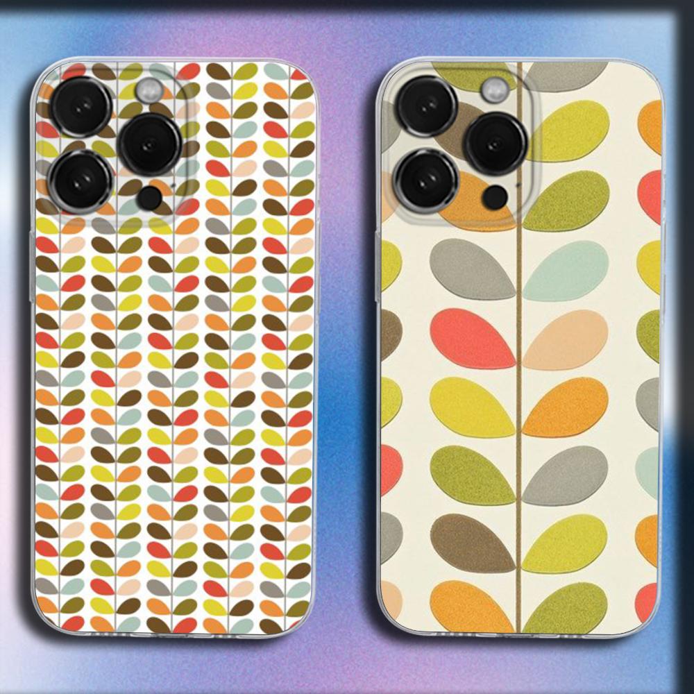 Multi Stem Orla Kiely Folio Phone Case For iPhone 16,15,14,13,12,11 Plus,Pro,Max,XR,XS,X,Plus,SE,Mini Transparent Soft Cover