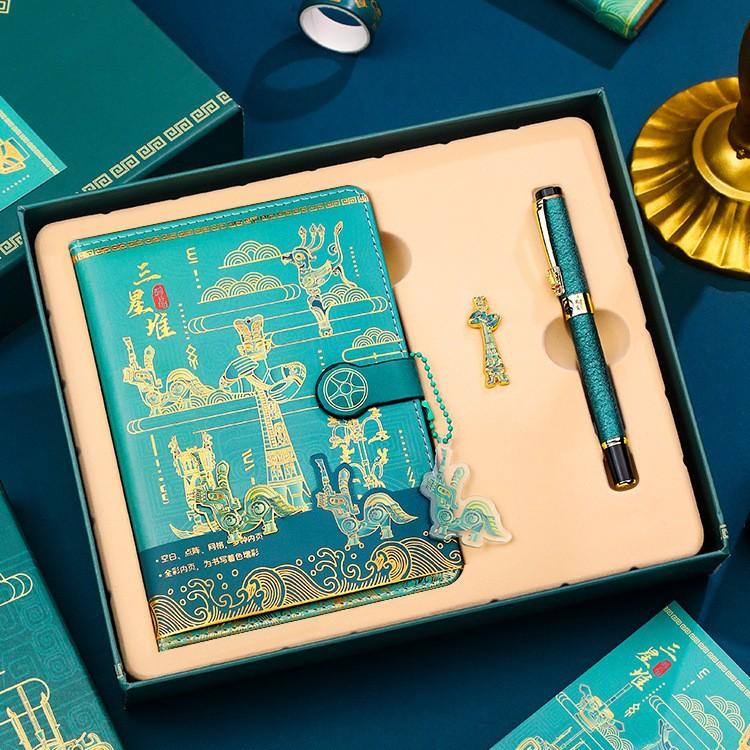 Sanxingdui Scenic Area Museum Gift, Stationery Set, Colorful Notebook, Metal Bookmark, Gift for Students and Teachers