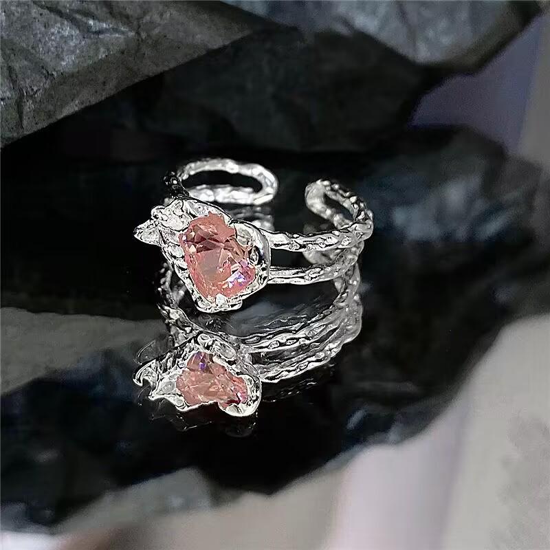 Trendy Pink Heart Ring for Women - 2023 Hot Style Open Design
