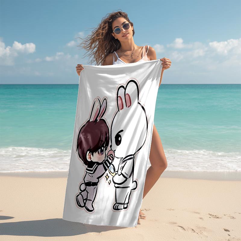 1pc Kpop Team5 Beach Towel, Comfortable and Thick, and Swimming/Bath/Picnic/Camping Towel, Suitable for Seaside Beaches