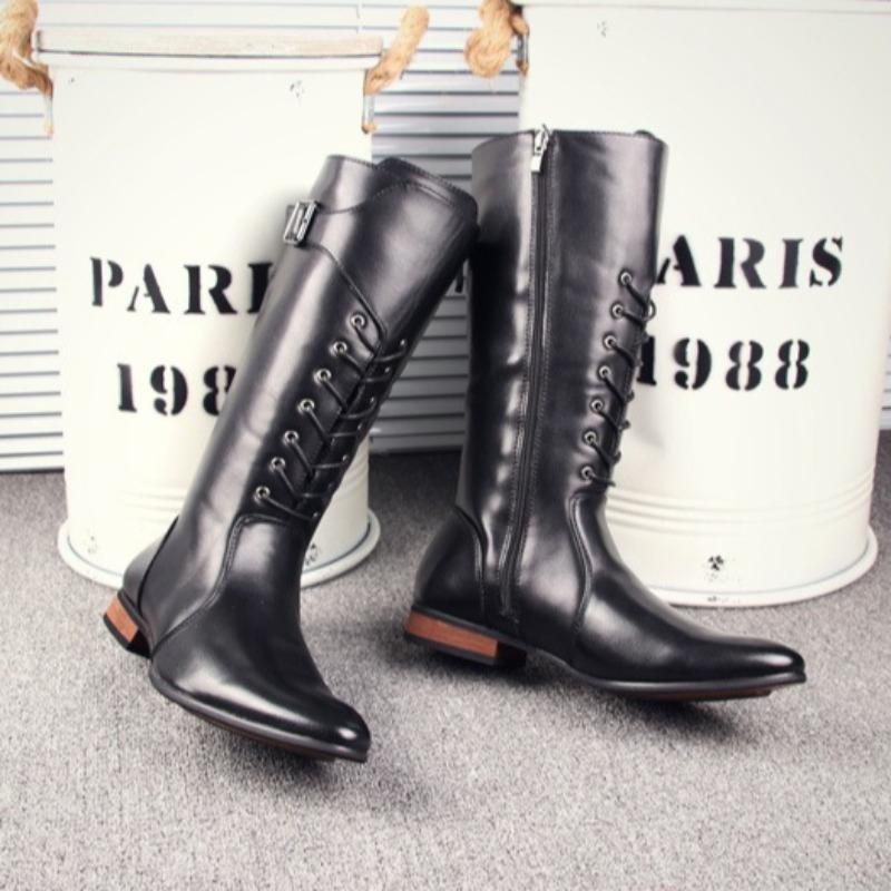 Autumn New High Quality Mens Long Boots British High-end Men Boots Designer Shoes Men Motorcycle Boots Knight Soft Leather Botas