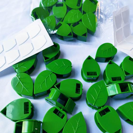 10Pcs Plant Vine Clips Green Leaf Shape Clips with Adhesive Wall Vine Clips for Climbing Plants Pothos Ivy Monstera Philodendron