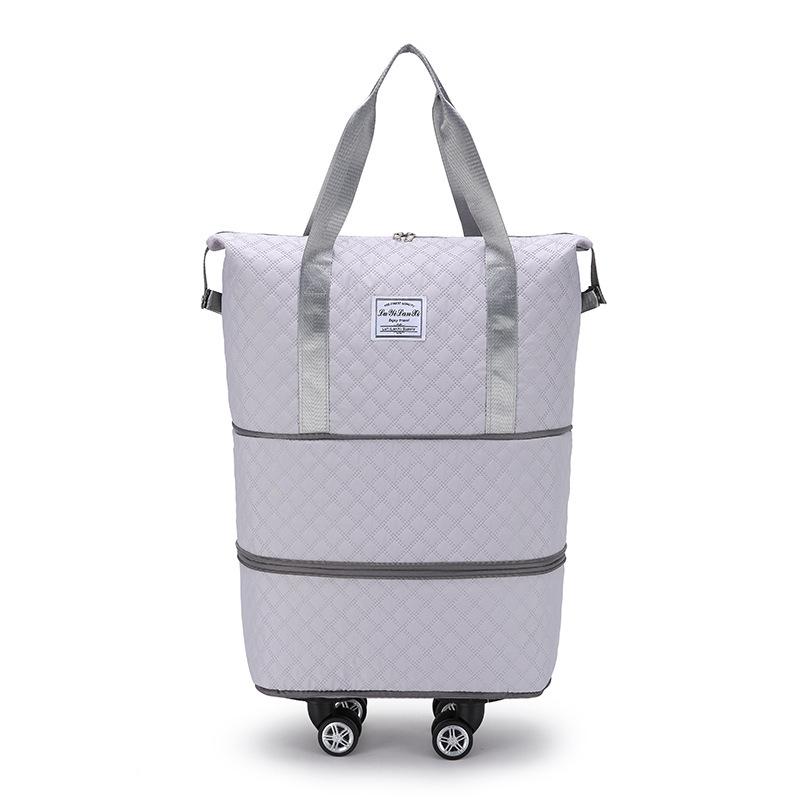 Expandable Large Capacity Travel Bag with Wheels, Double Layer, Foldable, Wet & Dry Separation, Ideal Hospital Carry-on