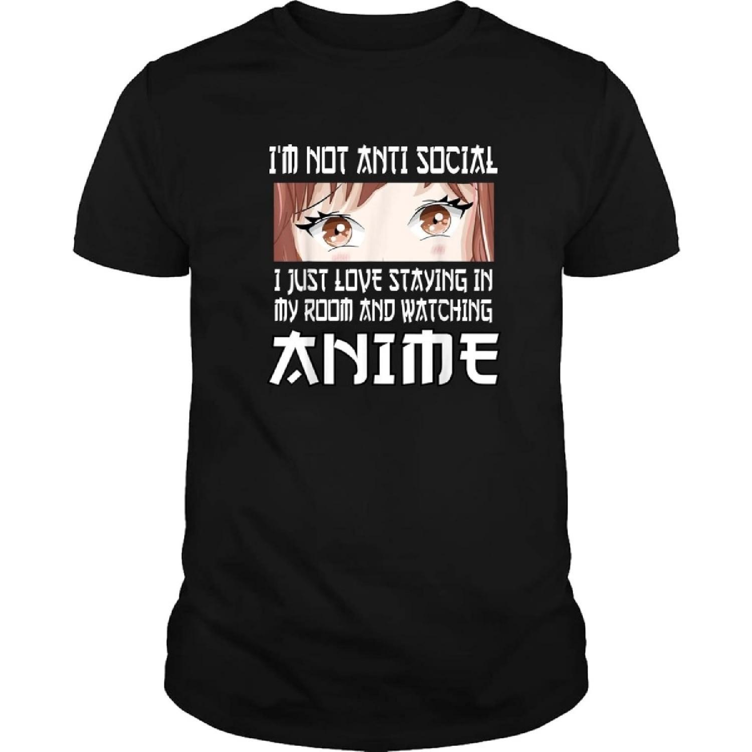 I m Not Anti Social Love Watching Anime Manga Girls Teens T-Shirt Black XXXXXL разноцветный