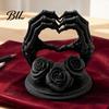 Unique Desk Ornaments 3D Printed Heart Shape Skeleton Hand Ornament, Gothic Rose Skull Statue Niche Style Art Gifts for Home Decor, Dark Romantic