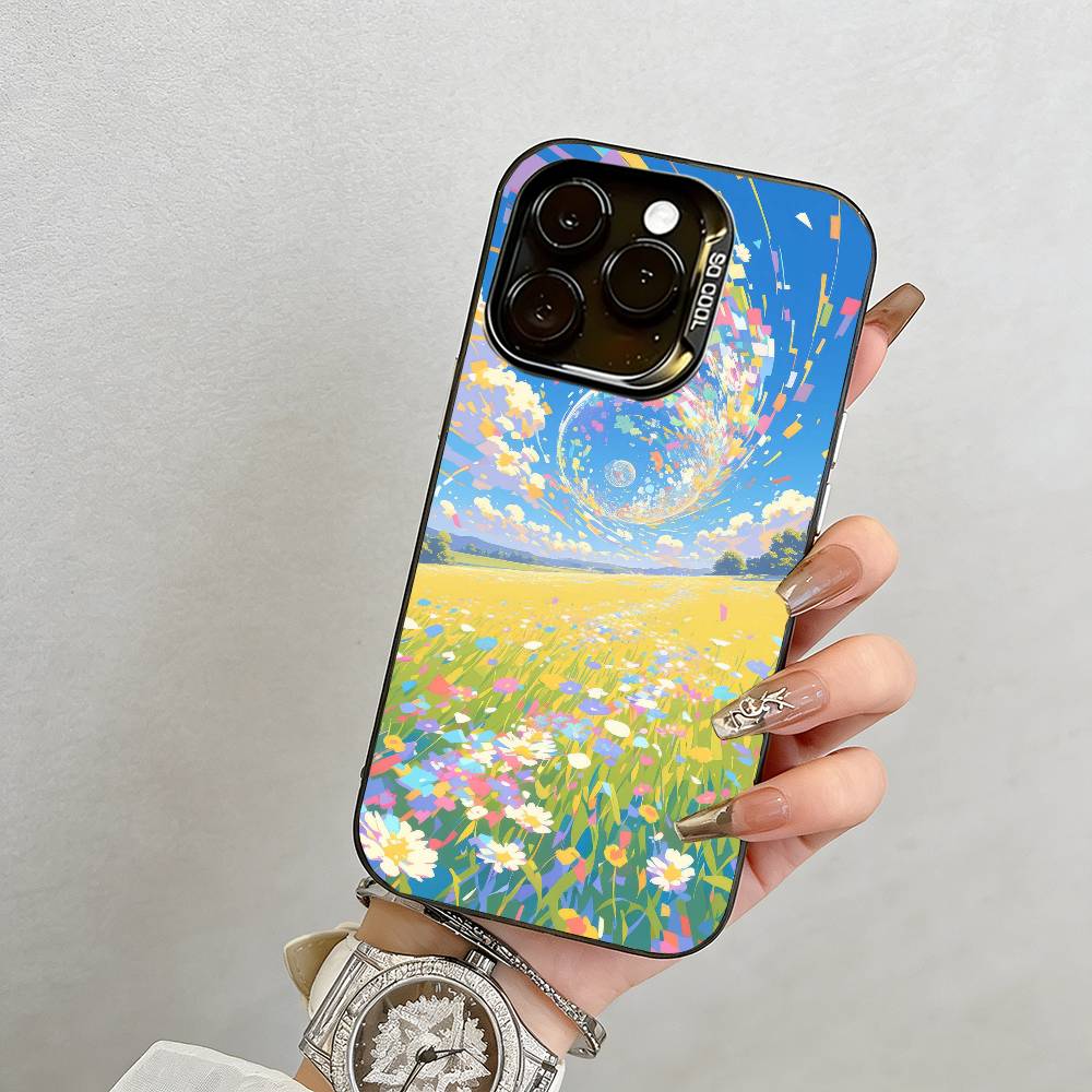 colorful Phone Case For iPhone 17,16,15,14,13,12,11 Plus,Pro Max,XS,Colorful Silver Black Cover