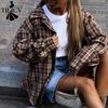Women's Fashion Casual Spring Autumn Plaid Print Long Sleeve POLO Neck Blouses & Shirts
