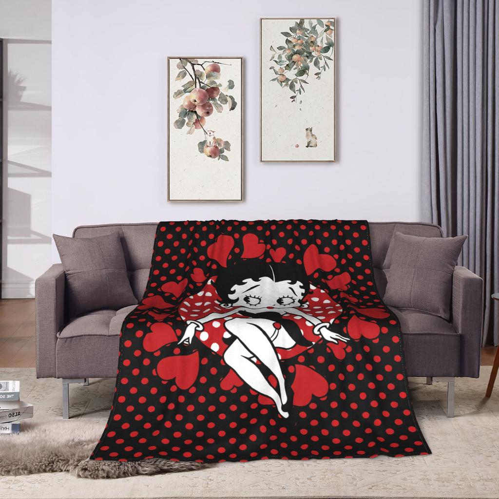 B-Bettys Boops Blanket Quality Super Warm  Throw Blanket Winter Camping Bedroom Comfortable Bedspread