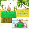 6 Pieces Luau Green Grass Table Skirt 9 ft x 29 Inch Hawaiian Luau Table Skirt Raffia Fringe Skirt Hawaiian Tropical Party Supplies for Tropical