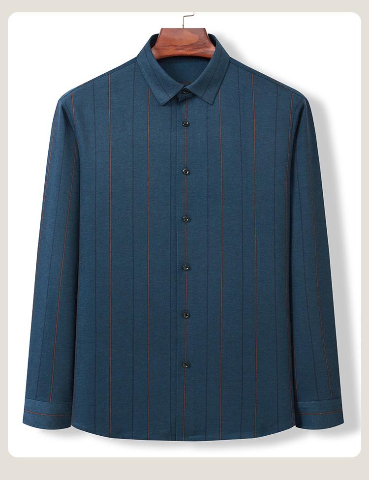 Comfortable and Brushed Knitted Striped Warm Shirt for Men