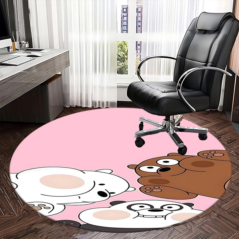 Runder Teppich Stuhlmatte: Süßes Cartoon-Tierdesign für Heimdekoration, Bürogebrauch und als Geschenk - Geeignet für Schlafzimmer, Wohnzimmer s0501b