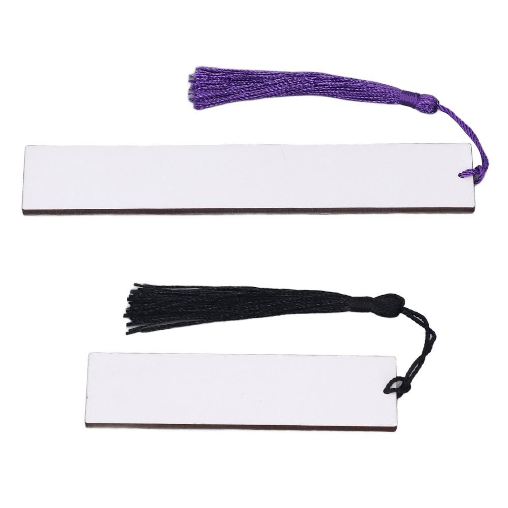 20pcs Colorful Tassels Sublimation Blanks Bookmark White Rectangle Shape Heat Transfer Bookmark Silky Tassels
