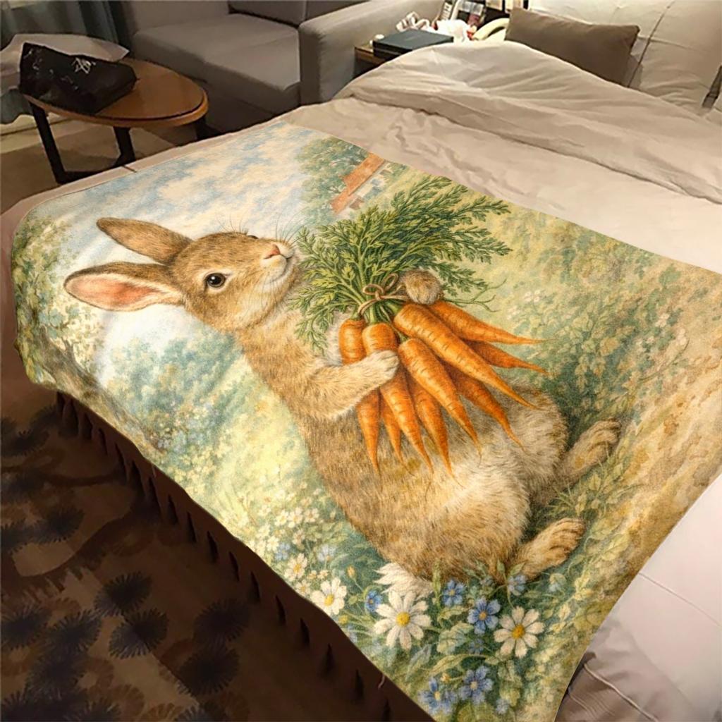 1PC Rabbit Carrots Blanket Soft Comfortable All Seasons Suitable Sofa Office Travel Home Perfect Gift