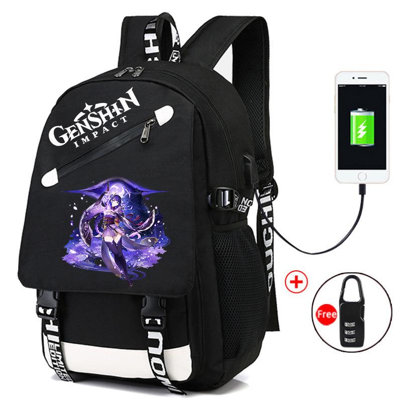Backpack Anime, Genshin Surrounding Large Capacity Student School Bag Outdoor Travel Bag