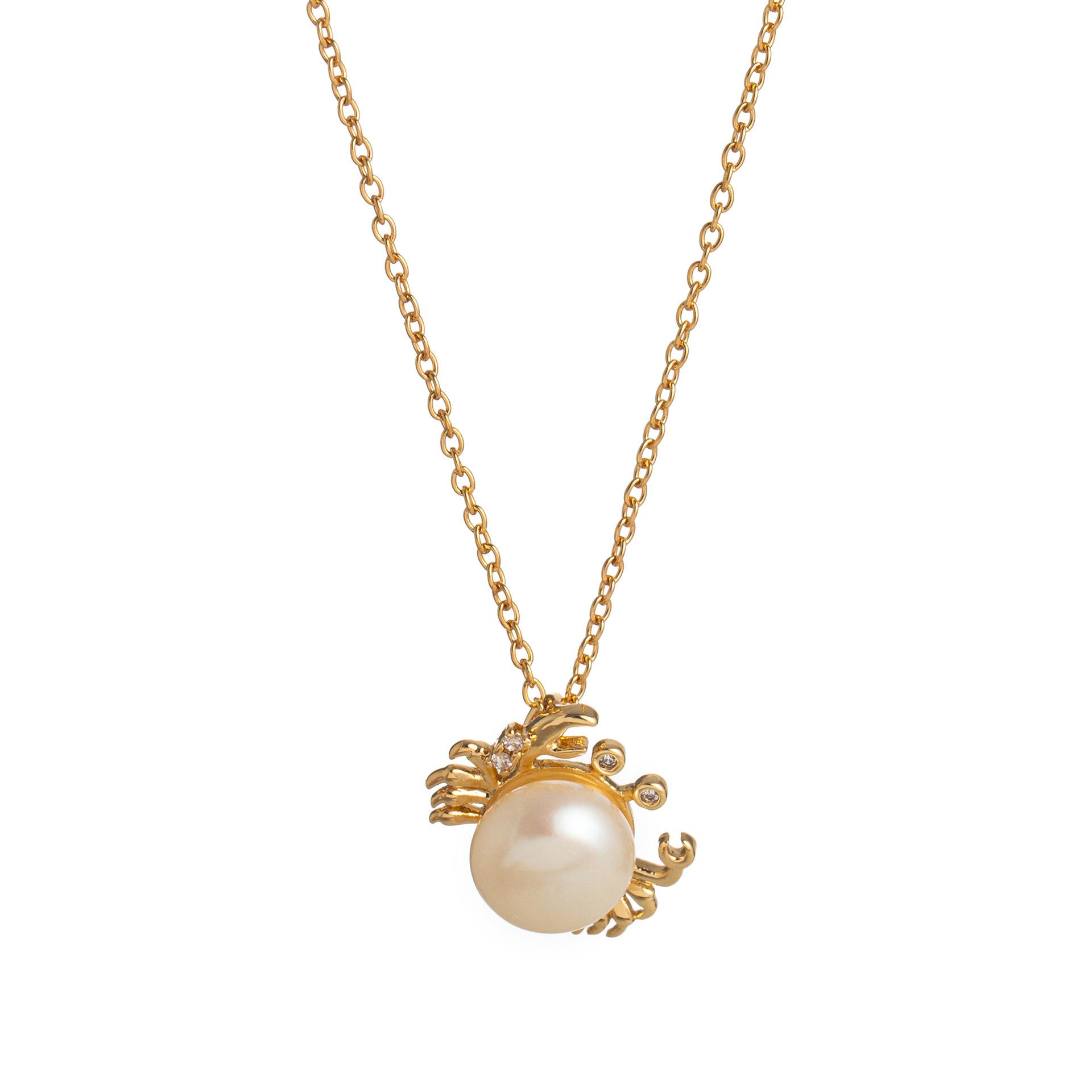 Sea World Clownfish Necklace Natural Pearl Big Head Fish Pendant Jewelry Goldfish Kiss Fish Collarbone Chain Color Retention