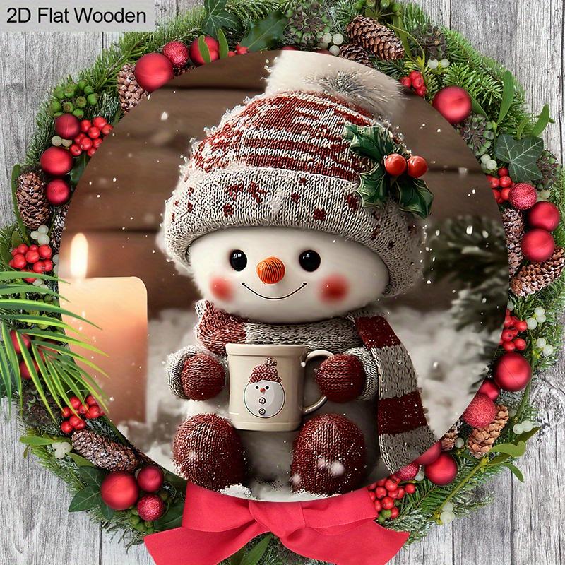 Warm Winter Wooden Christmas Sign - Unique Figurine Ornaments with Adorable Snowman Pattern - Ideal for Front Door, Yard, Porch, Wall Decor